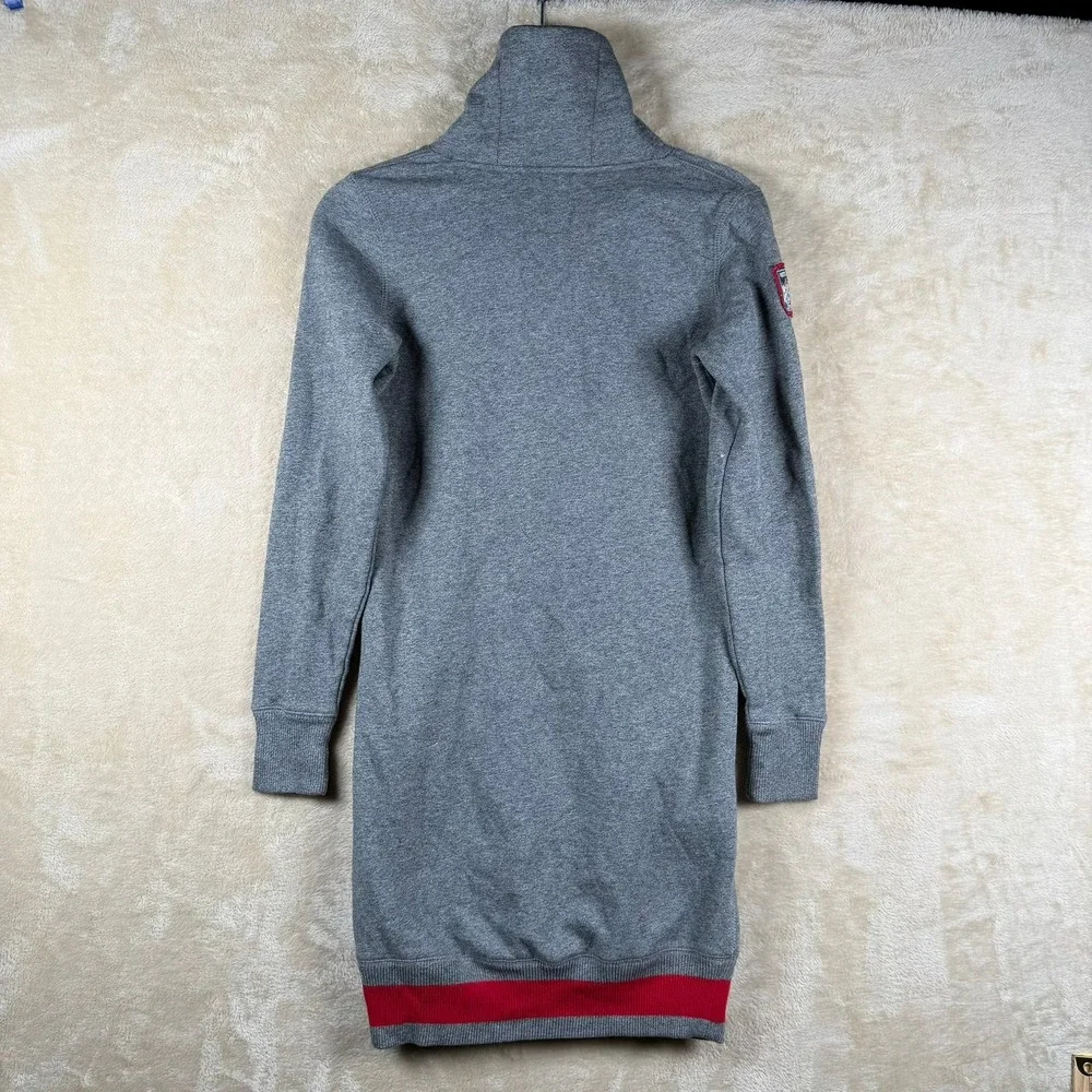 Ralph Lauren Kids Gray Sweatshirt Dress Toggle Neck Patch Logo Red Stripe‎ XL 16